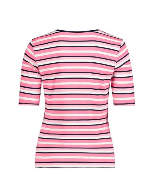 Betty Barclay Pink Striped Button-Detail T-Shirt