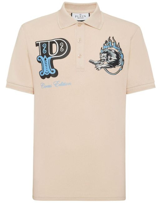 Philipp Plein Natural Lion Circus Cotton Polo Shirt for men