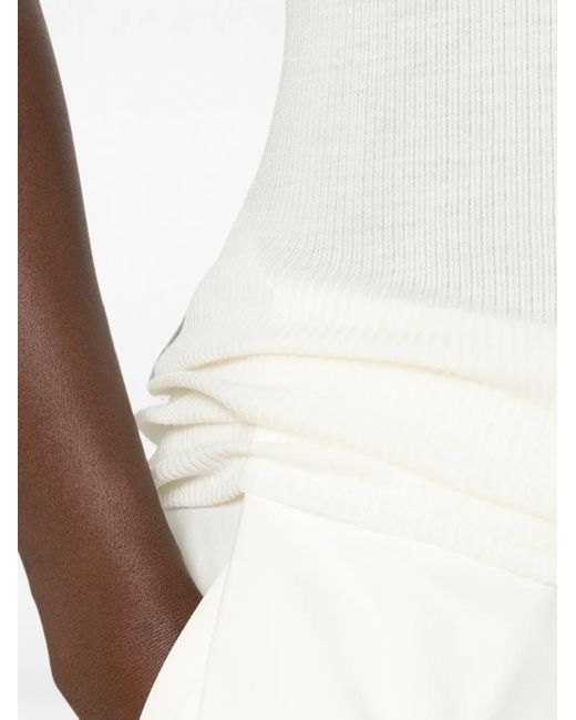 The Row White Danel Ribbed-Knit Top