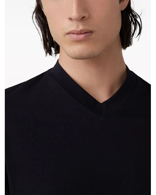 Brunello Cucinelli Blue V-Neck Cotton T-Shirt for men