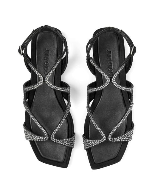 Jimmy Choo Black Ayla Crystal-embellished Sandals