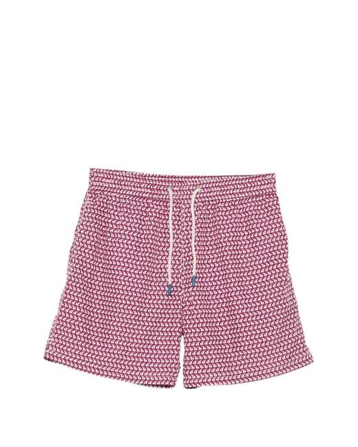 Fefe Purple Elephant-Print Drawstring Swim Shorts for men