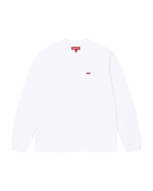 Supreme White Logo-Box Long-Sleeve T-Shirt for men