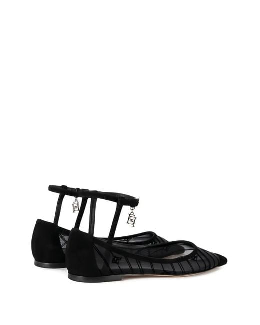 Elisabetta Franchi Black Charm-Detail Ballet Flats