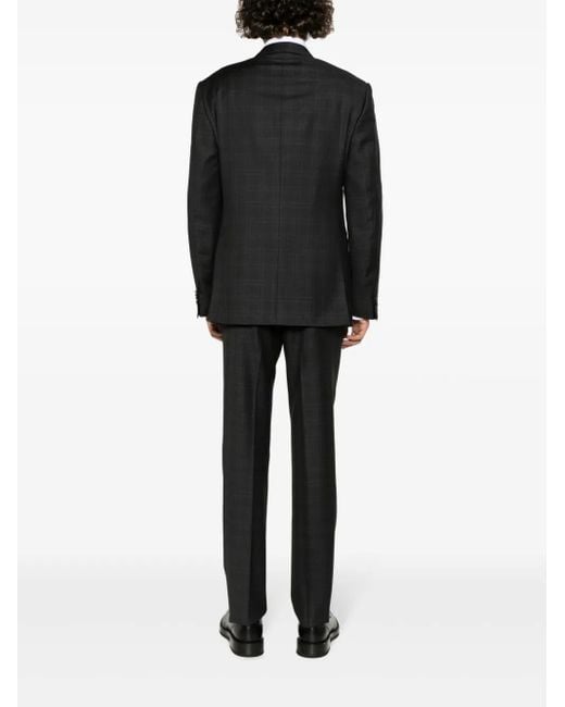Corneliani Black Checked Single-Breasted Suit for men