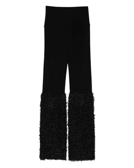 Norma Kamali Black Faux-Fur Panelled Leggings