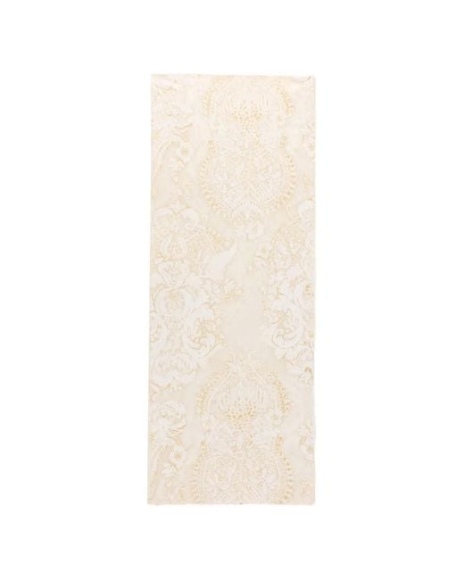 Roberto Cavalli White Baroque-Print Fringed Scarf