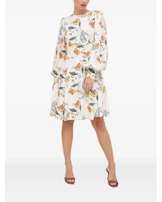 IVY & OAK White Floral-Print Dress