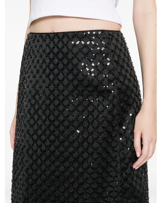 Dorothee Schumacher Black Patterned Midi A-Line Skirt
