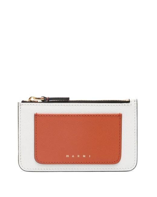 Marni White Colour-Block Leather Cardholder