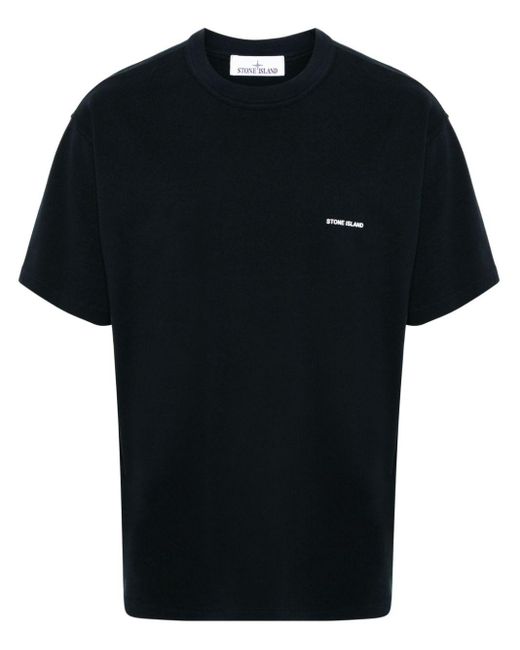 Stone Island T-Shirt mit beflocktem Logo in Black für Herren