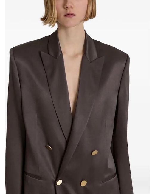 Alberta Ferretti Brown Double-Breasted Peak-Lapel Blazer