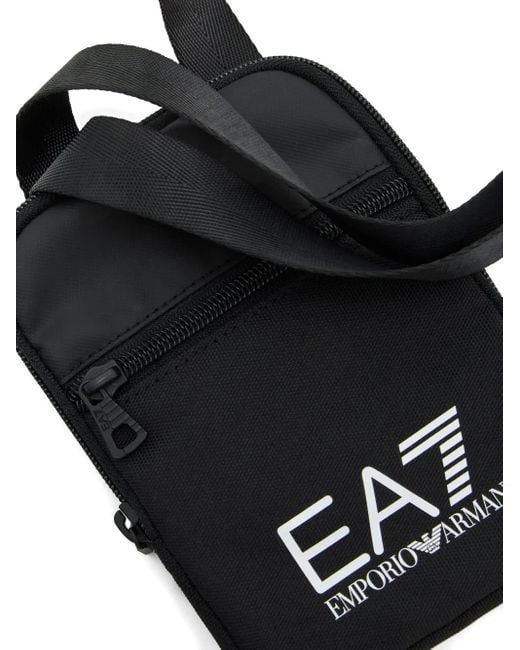 EA7 Black Logo-Print Shoulder Bag