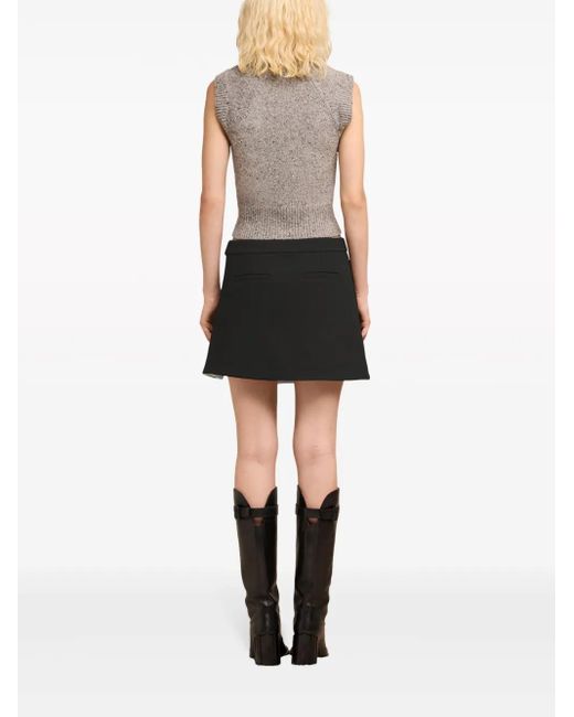 AMI Black Wrap Virgin Wool Miniskirt