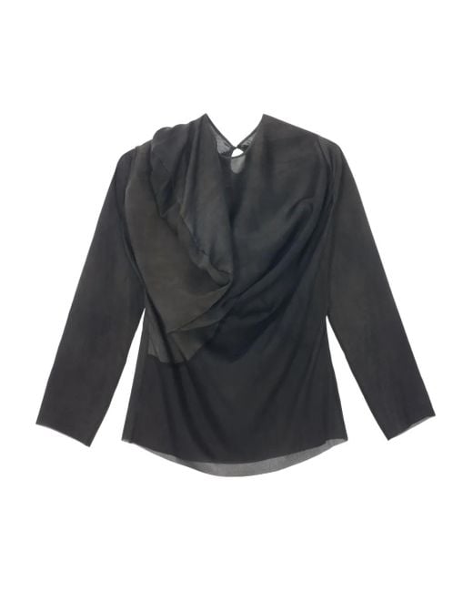 Uma Wang Gray Asymmetrische Bluse Mit Drapierung