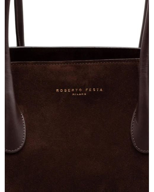 Roberto Festa Brown Medium Zeta Suede Tote Bag