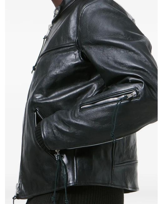 Our Legacy Black Yurei Buffed Leather Jacket for men