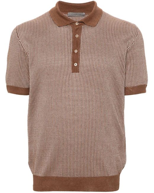 Corneliani Brown Short-sleeve Knitted Polo Shirt for men