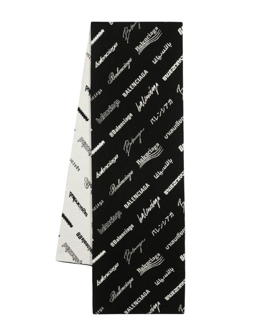 Balenciaga Logo-print Scarf in Black for Men | Lyst
