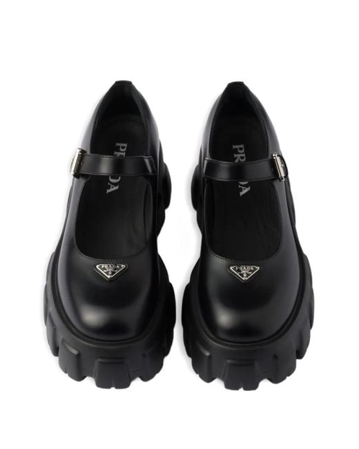 Prada Black Logo-Detail Leather Pumps