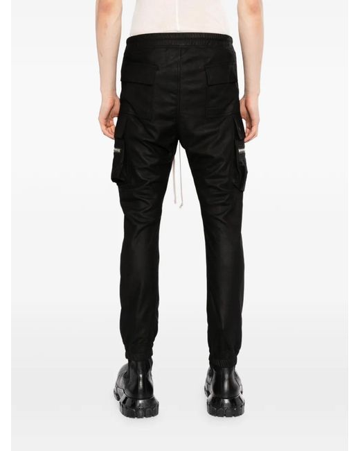 Rick Owens Black Mastodon Megacargo Leather Trousers for men