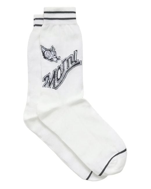 Marni White Embroidered-Logo Socks for men