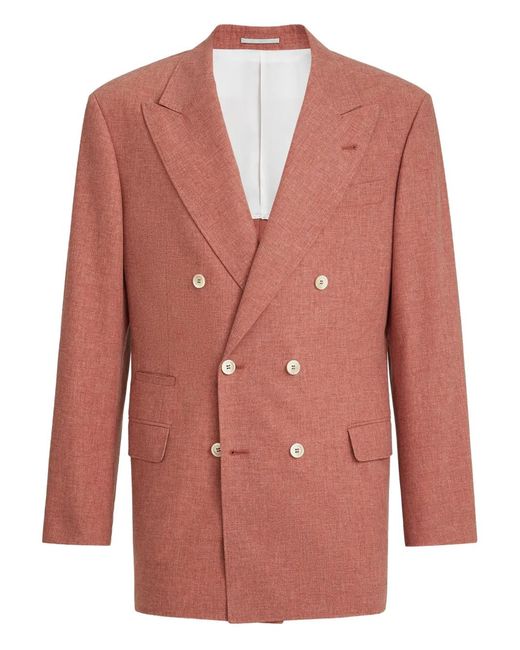 Brunello Cucinelli Orange One-And-A-Half Breasted Blazer for men