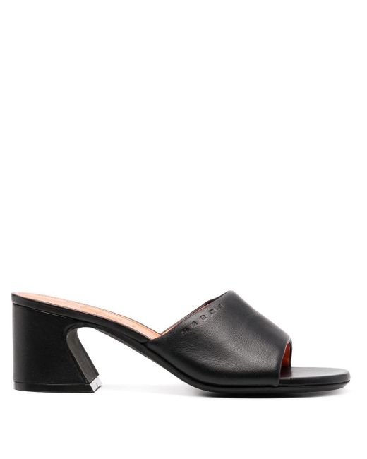 Marni 65mm Block-heel Leather Sandals in Black | Lyst