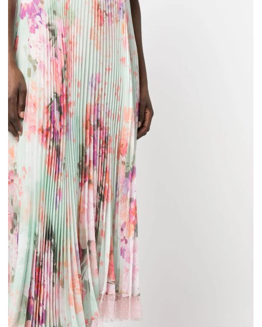 Twinset White Floral Pleated Midi Dress