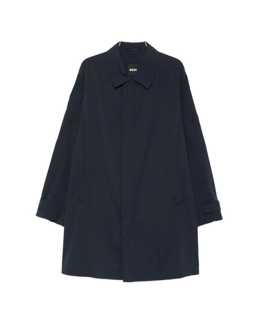 Boss Blue Concealed-Front Coat for men