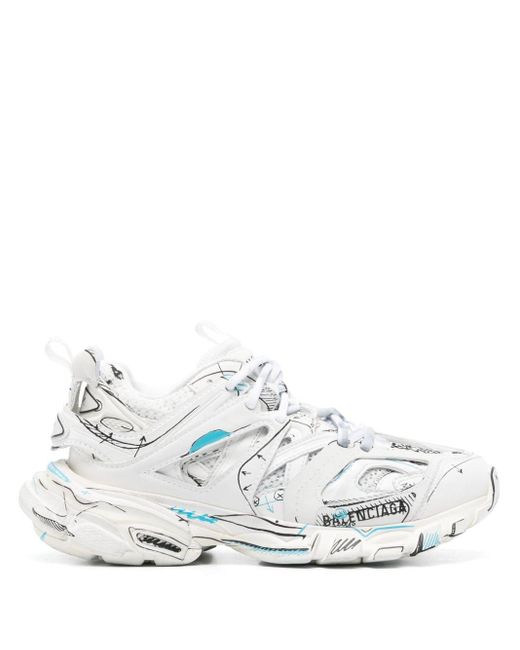 Balenciaga White Track Sketch Sneakers