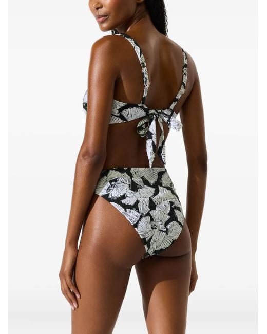 Karl Lagerfeld Metallic Fan-Print Bikini Top