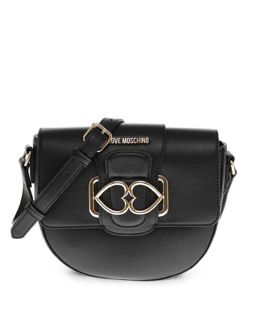 Moschino Black Heart-Motif Shoulder Bag