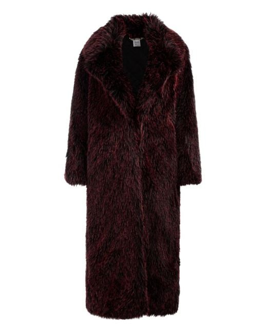 Alice + Olivia Red Marvin Faux-Fur Coat