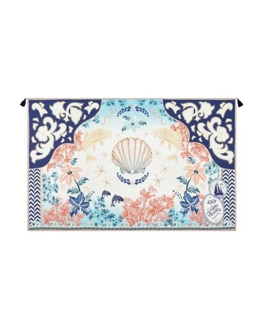 Pareo Con Stampa Conchiglie di Agua Bendita in Blue