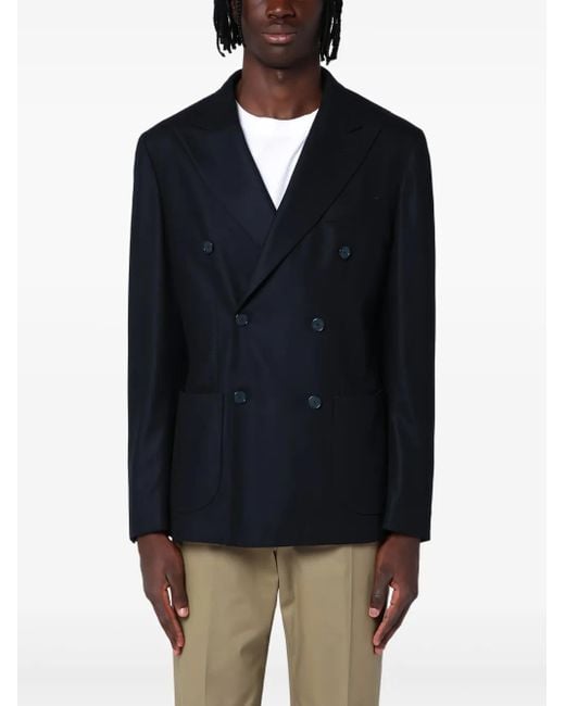 Santaniello Blue Double-breasted Blazer for men