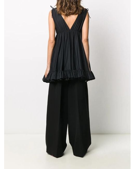 Balenciaga Black Top À Ourlet Volanté