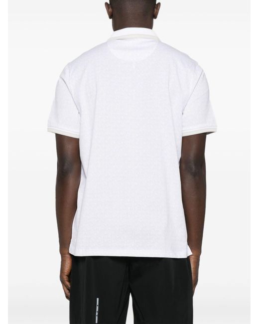 Michael Kors White Monogram-print Polo Shirt for men