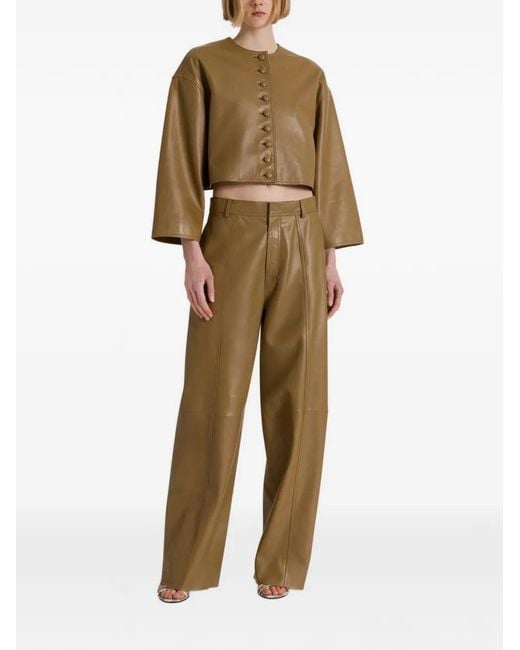 Alberta Ferretti Natural Buttoned Leather Jacket