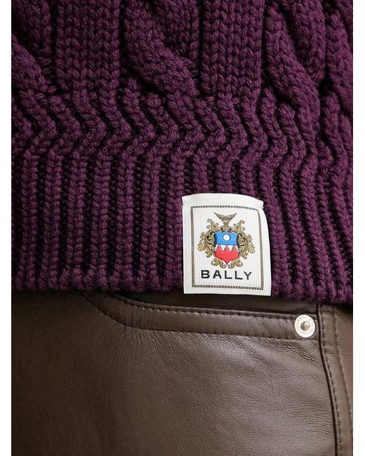 Bally Purple Cable-Knit V-Neck Top