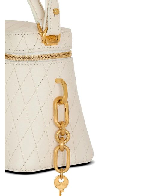 Balmain White Sac Cabas Pulse À Design Matelassé