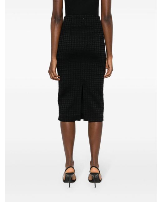 Nissa Black High-waisted Bouclé Skirt