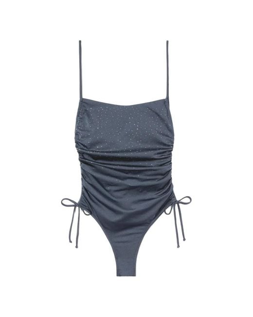 Mc2 Saint Barth Gray Eliya One-Piece Swimsuit Glossy Finish With Rhinestone Details