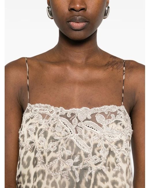 Ermanno Scervino White Leopard-Pattern Lace Dress