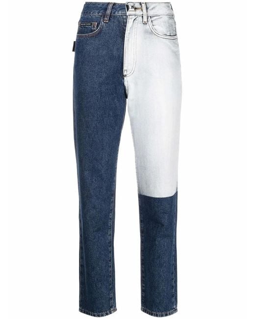 Philipp Plein Blue Two Tone Patch Jeans