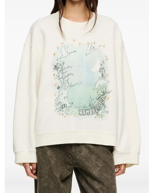 Bimba Y Lola White Swan Print Sweatshirt