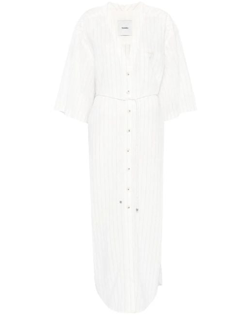Nanushka White Gestreiftes Hemdkleid