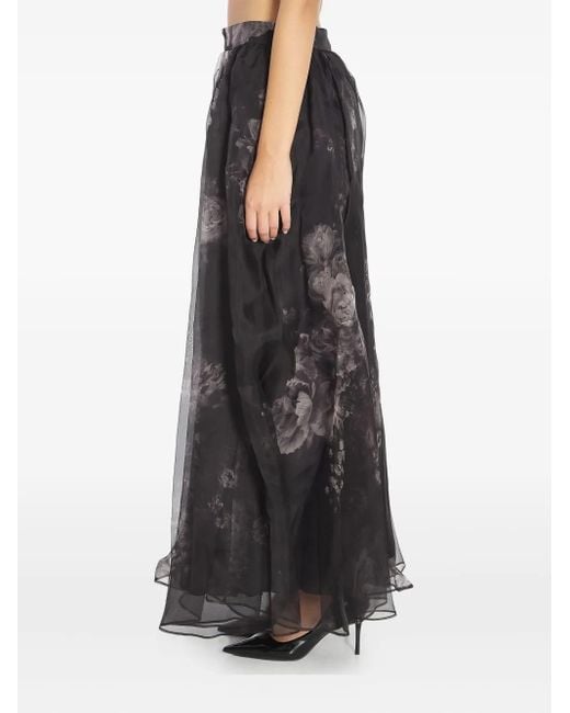 Zimmermann Black Floral Hypnotic Maxi Skirt