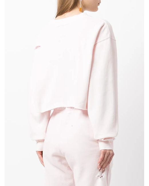 LA DETRESSE White Distressed Cropped Sweatshirt