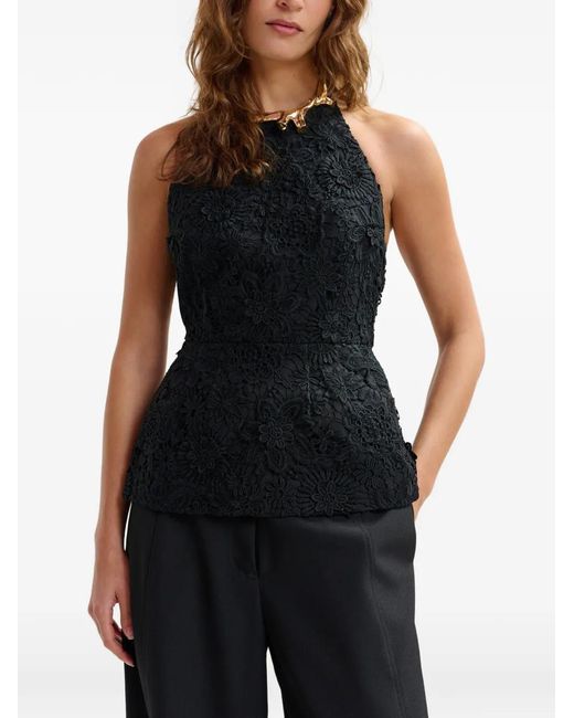 Essentiel Antwerp Black Jarot Floral-Lace Blouse
